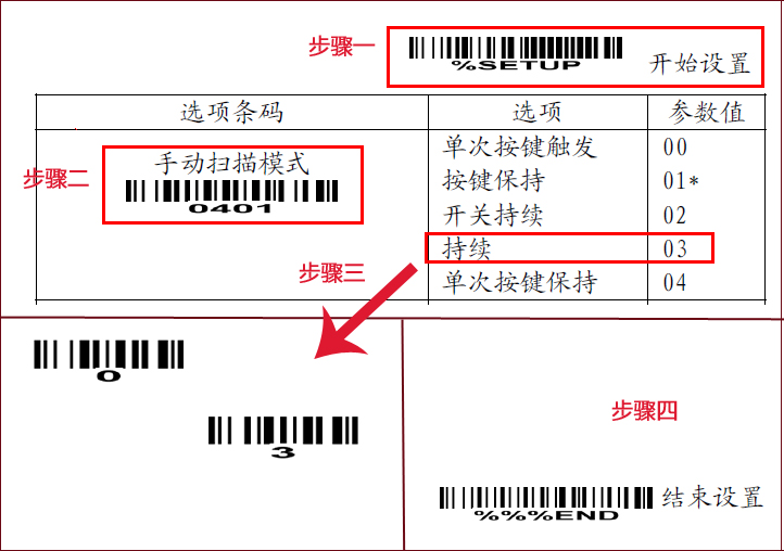 民德条码扫描枪的连续扫描的设置图